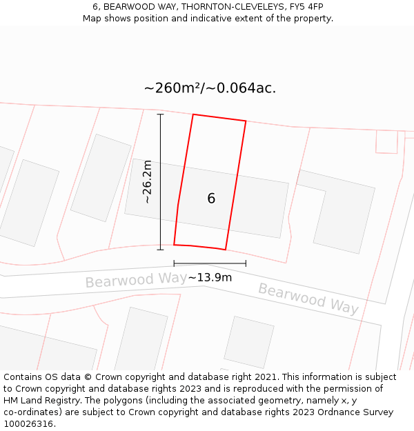 6, BEARWOOD WAY, THORNTON-CLEVELEYS, FY5 4FP: Plot and title map