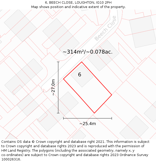 6, BEECH CLOSE, LOUGHTON, IG10 2PH: Plot and title map