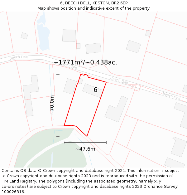 6, BEECH DELL, KESTON, BR2 6EP: Plot and title map