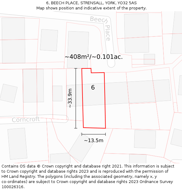 6, BEECH PLACE, STRENSALL, YORK, YO32 5AS: Plot and title map