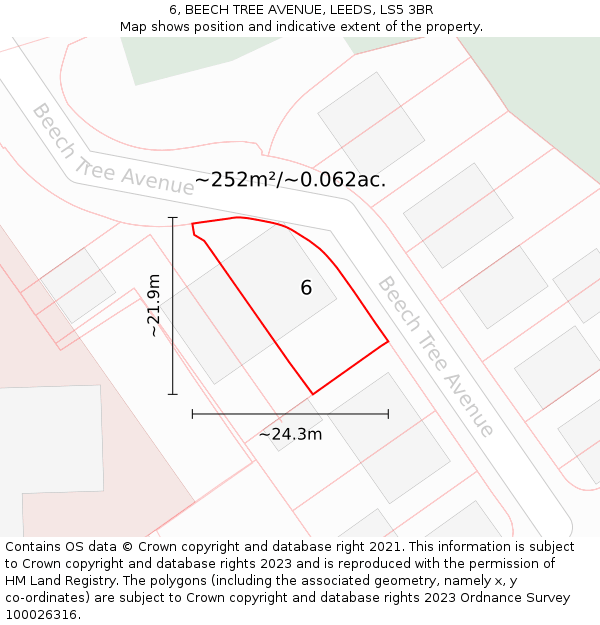 6, BEECH TREE AVENUE, LEEDS, LS5 3BR: Plot and title map