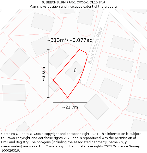 6, BEECHBURN PARK, CROOK, DL15 8NA: Plot and title map