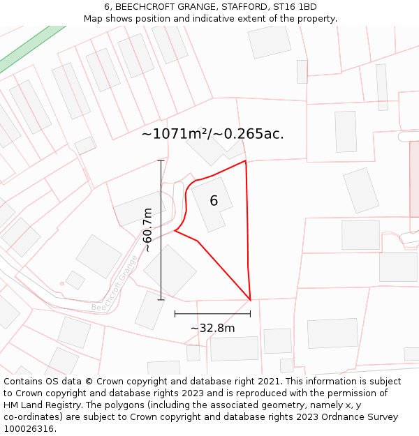 6, BEECHCROFT GRANGE, STAFFORD, ST16 1BD: Plot and title map