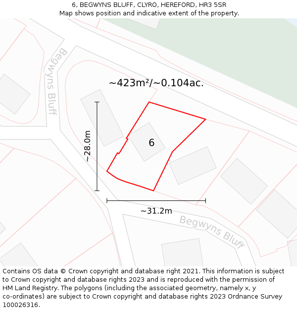 6, BEGWYNS BLUFF, CLYRO, HEREFORD, HR3 5SR: Plot and title map