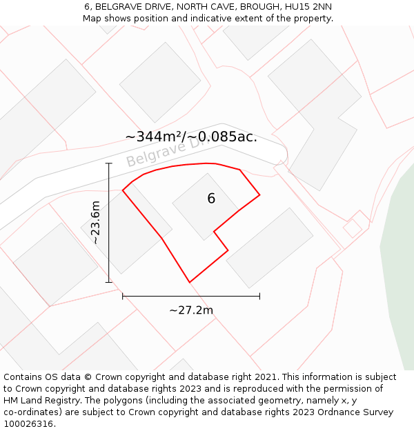 6, BELGRAVE DRIVE, NORTH CAVE, BROUGH, HU15 2NN: Plot and title map