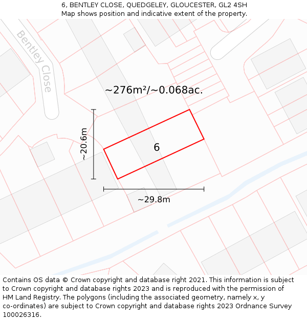 6, BENTLEY CLOSE, QUEDGELEY, GLOUCESTER, GL2 4SH: Plot and title map