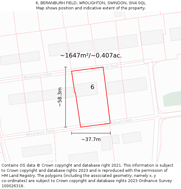 6, BERANBURH FIELD, WROUGHTON, SWINDON, SN4 0QL: Plot and title map