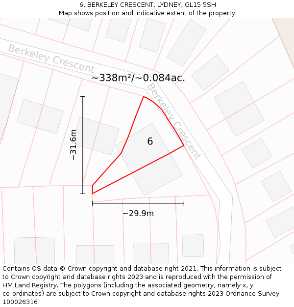6, BERKELEY CRESCENT, LYDNEY, GL15 5SH: Plot and title map