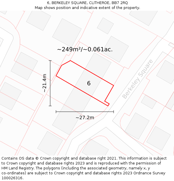 6, BERKELEY SQUARE, CLITHEROE, BB7 2RQ: Plot and title map