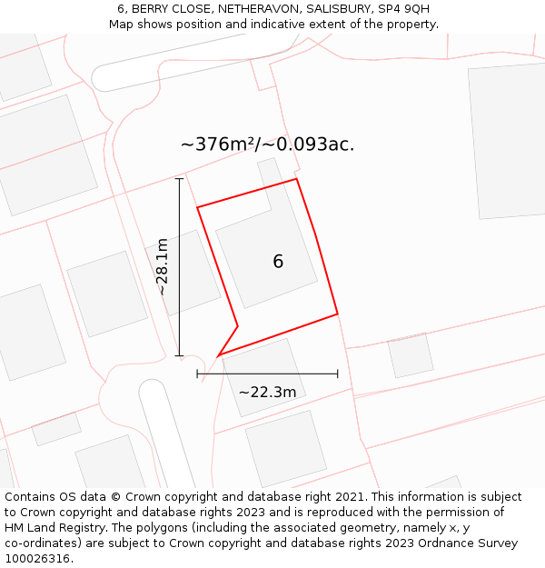 6, BERRY CLOSE, NETHERAVON, SALISBURY, SP4 9QH: Plot and title map
