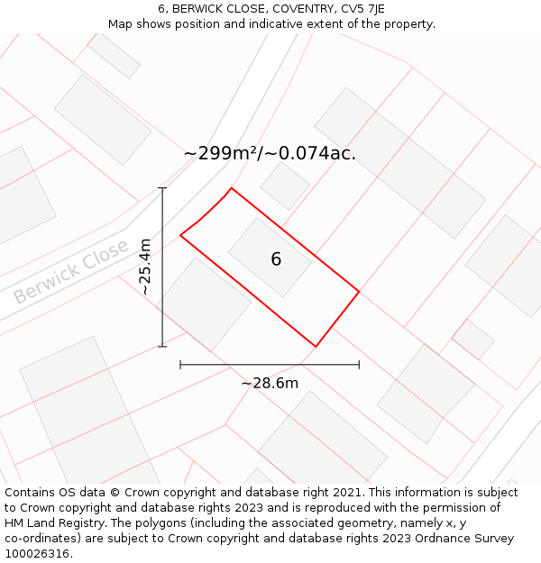 6, BERWICK CLOSE, COVENTRY, CV5 7JE: Plot and title map