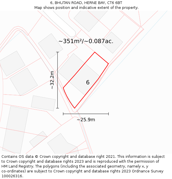6, BHUTAN ROAD, HERNE BAY, CT6 6BT: Plot and title map
