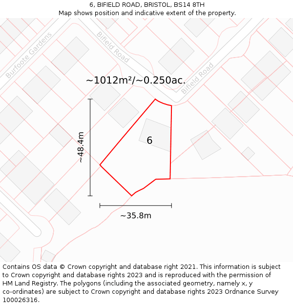 6, BIFIELD ROAD, BRISTOL, BS14 8TH: Plot and title map