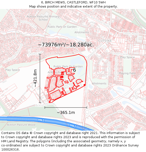 6, BIRCH MEWS, CASTLEFORD, WF10 5WH: Plot and title map