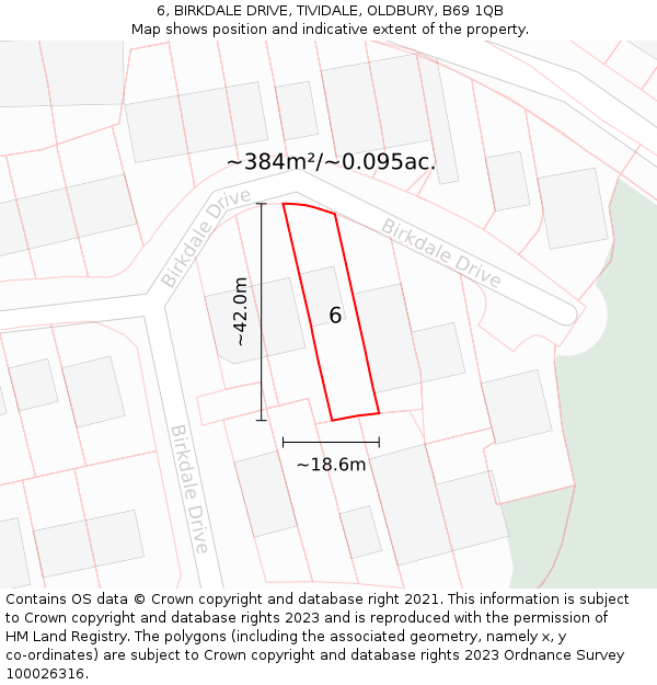 6, BIRKDALE DRIVE, TIVIDALE, OLDBURY, B69 1QB: Plot and title map