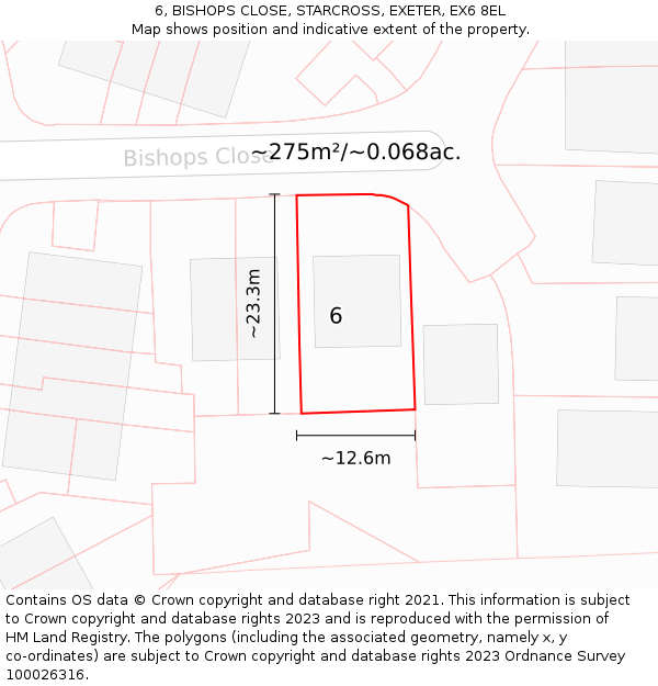 6, BISHOPS CLOSE, STARCROSS, EXETER, EX6 8EL: Plot and title map