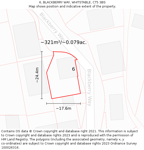 6, BLACKBERRY WAY, WHITSTABLE, CT5 3BS: Plot and title map