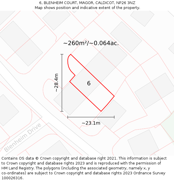 6, BLENHEIM COURT, MAGOR, CALDICOT, NP26 3NZ: Plot and title map