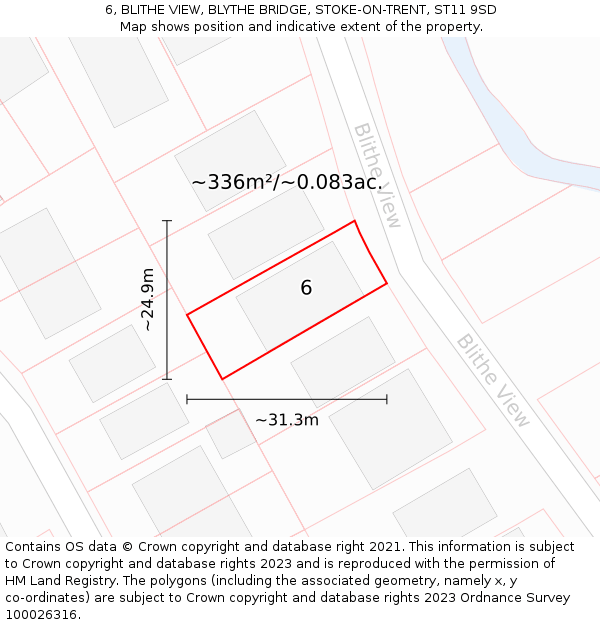 6, BLITHE VIEW, BLYTHE BRIDGE, STOKE-ON-TRENT, ST11 9SD: Plot and title map