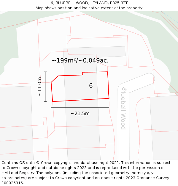 6, BLUEBELL WOOD, LEYLAND, PR25 3ZF: Plot and title map