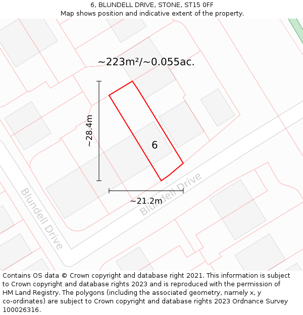 6, BLUNDELL DRIVE, STONE, ST15 0FF: Plot and title map