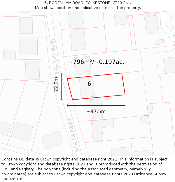 6, BODENHAM ROAD, FOLKESTONE, CT20 2NU: Plot and title map