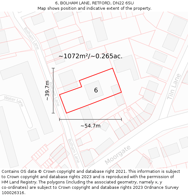 6, BOLHAM LANE, RETFORD, DN22 6SU: Plot and title map
