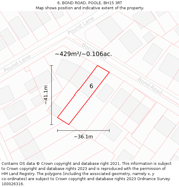 6, BOND ROAD, POOLE, BH15 3RT: Plot and title map