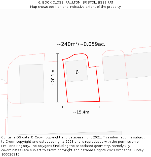 6, BOOK CLOSE, PAULTON, BRISTOL, BS39 7AT: Plot and title map