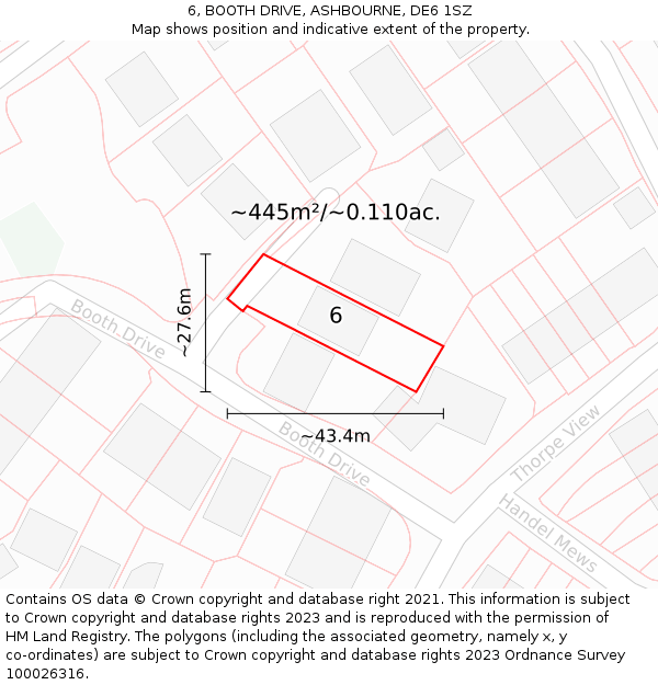 6, BOOTH DRIVE, ASHBOURNE, DE6 1SZ: Plot and title map