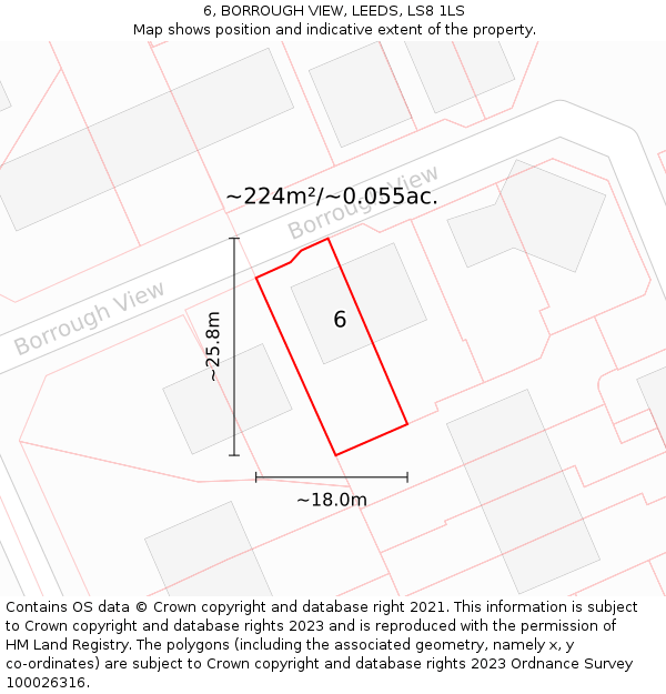 6, BORROUGH VIEW, LEEDS, LS8 1LS: Plot and title map