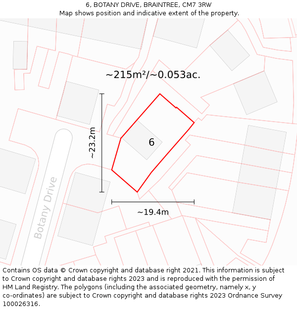 6, BOTANY DRIVE, BRAINTREE, CM7 3RW: Plot and title map