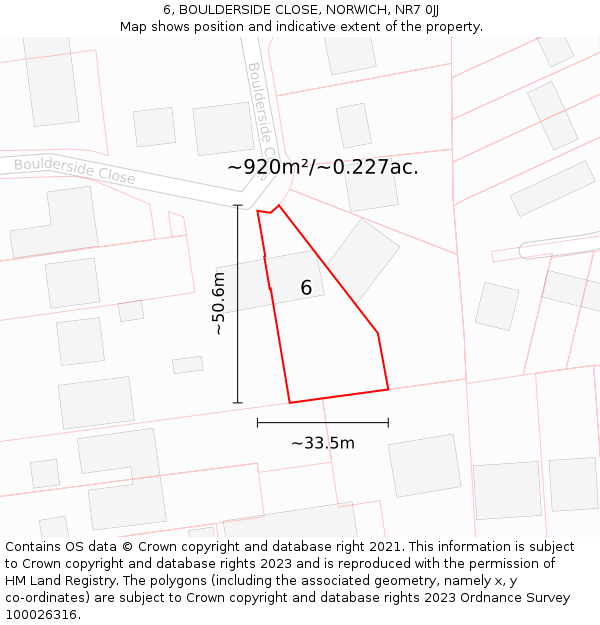 6, BOULDERSIDE CLOSE, NORWICH, NR7 0JJ: Plot and title map