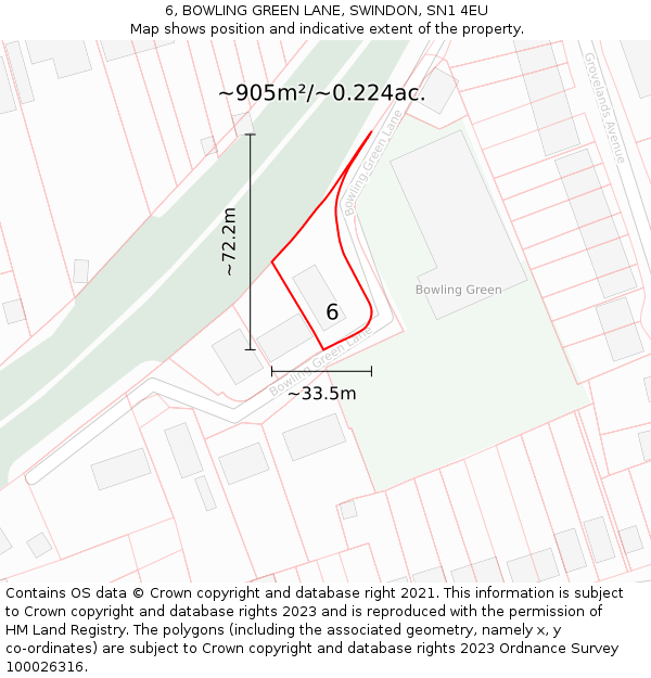 6, BOWLING GREEN LANE, SWINDON, SN1 4EU: Plot and title map