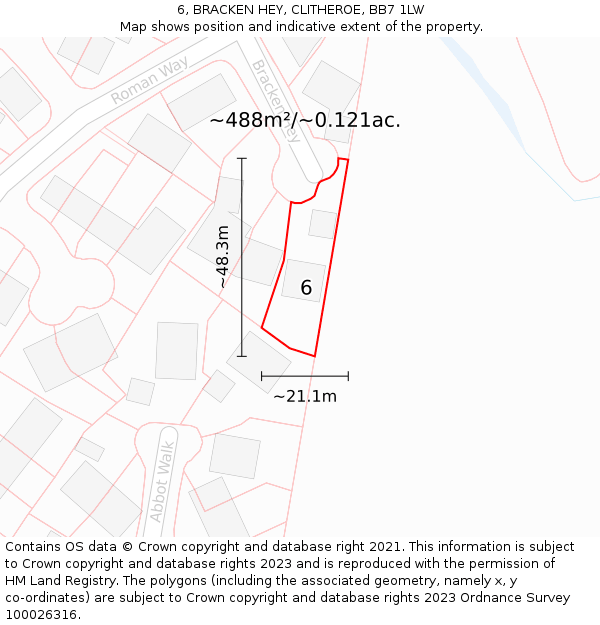 6, BRACKEN HEY, CLITHEROE, BB7 1LW: Plot and title map