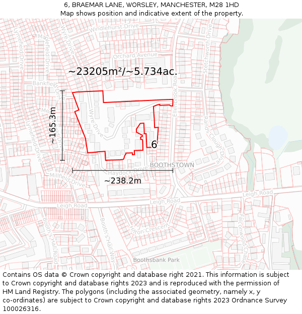 6, BRAEMAR LANE, WORSLEY, MANCHESTER, M28 1HD: Plot and title map