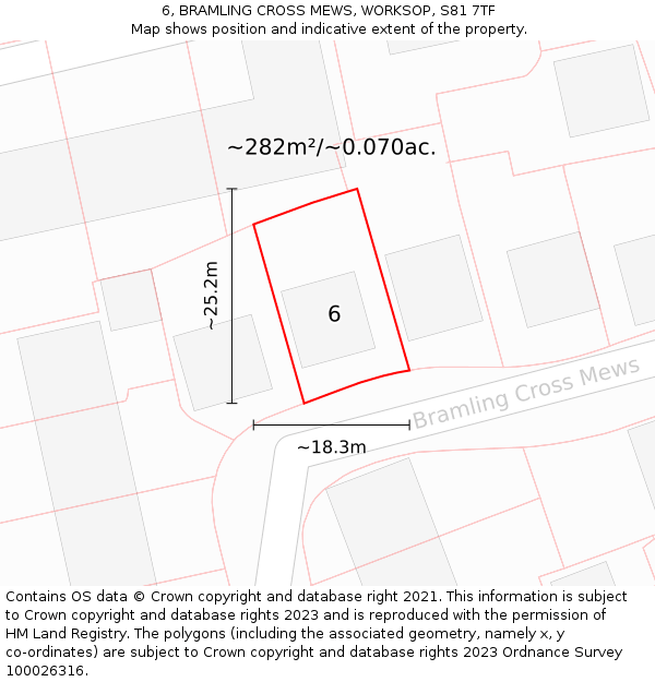6, BRAMLING CROSS MEWS, WORKSOP, S81 7TF: Plot and title map