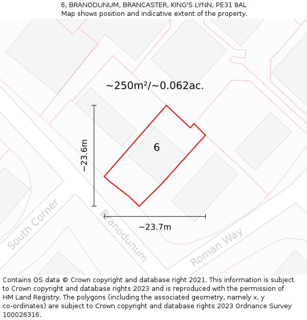 6, BRANODUNUM, BRANCASTER, KING'S LYNN, PE31 8AL: Plot and title map