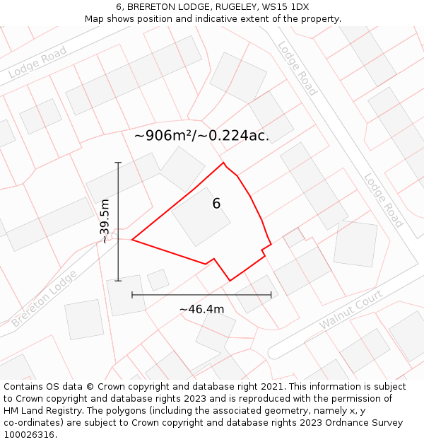 6, BRERETON LODGE, RUGELEY, WS15 1DX: Plot and title map