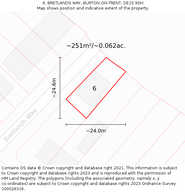 6, BRETLANDS WAY, BURTON-ON-TRENT, DE15 9SH: Plot and title map