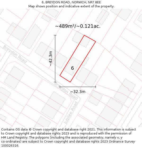 6, BREYDON ROAD, NORWICH, NR7 8EE: Plot and title map