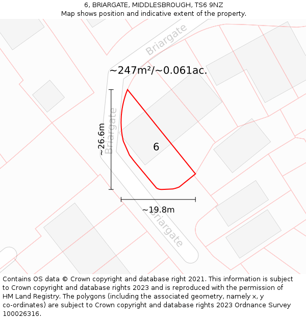 6, BRIARGATE, MIDDLESBROUGH, TS6 9NZ: Plot and title map