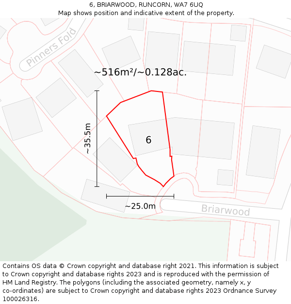 6, BRIARWOOD, RUNCORN, WA7 6UQ: Plot and title map