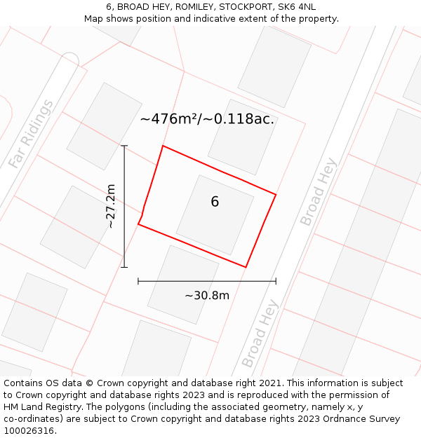 6, BROAD HEY, ROMILEY, STOCKPORT, SK6 4NL: Plot and title map