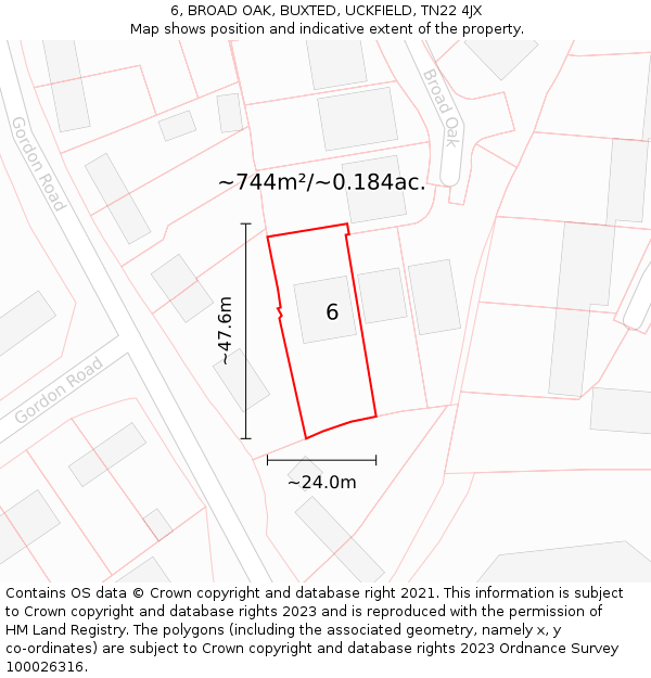6, BROAD OAK, BUXTED, UCKFIELD, TN22 4JX: Plot and title map