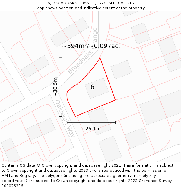 6, BROADOAKS GRANGE, CARLISLE, CA1 2TA: Plot and title map
