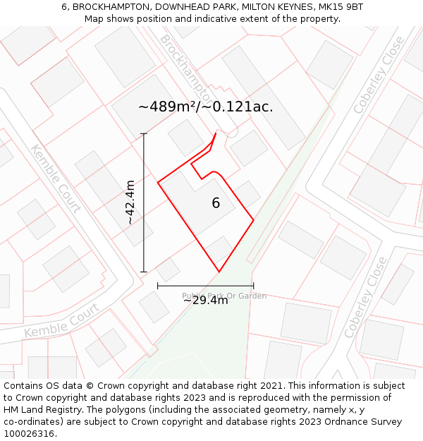 6, BROCKHAMPTON, DOWNHEAD PARK, MILTON KEYNES, MK15 9BT: Plot and title map