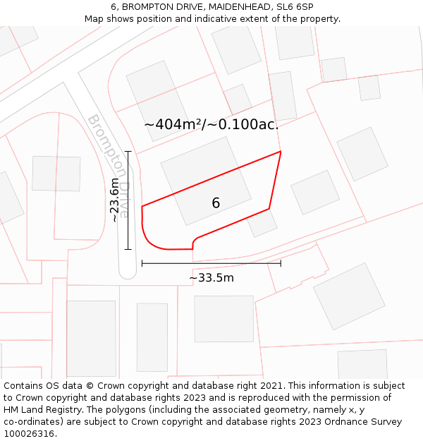 6, BROMPTON DRIVE, MAIDENHEAD, SL6 6SP: Plot and title map