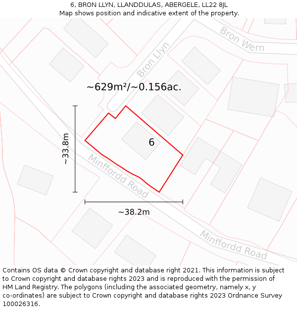 6, BRON LLYN, LLANDDULAS, ABERGELE, LL22 8JL: Plot and title map
