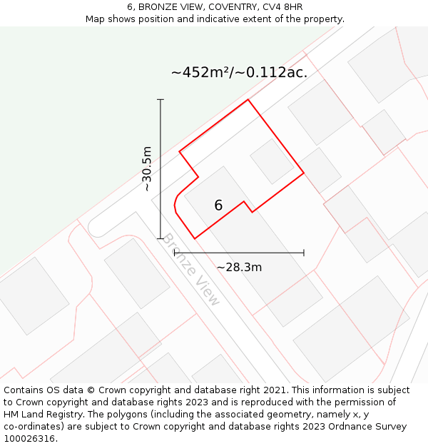 6, BRONZE VIEW, COVENTRY, CV4 8HR: Plot and title map